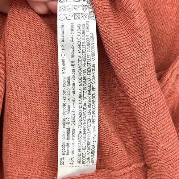 Zara Orange Crew Neck Long Sleeves Pullover Sweater Lightweight Women Size Small - Picture 5 of 7
